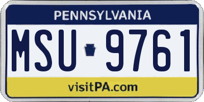 PA license plate MSU9761