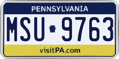 PA license plate MSU9763