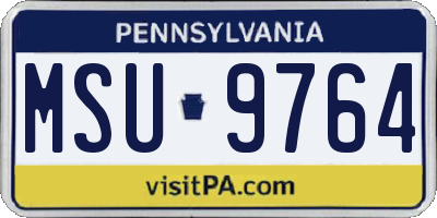 PA license plate MSU9764