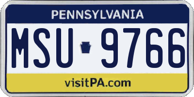 PA license plate MSU9766
