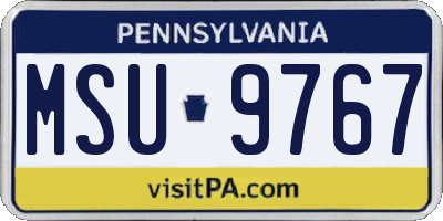 PA license plate MSU9767