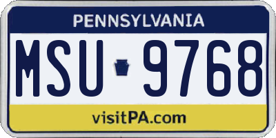 PA license plate MSU9768