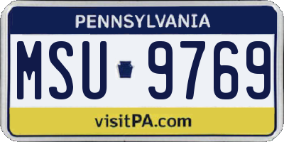 PA license plate MSU9769