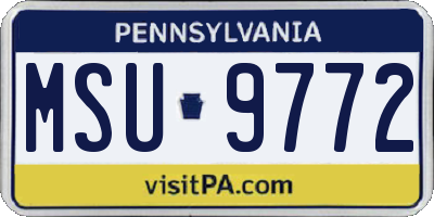 PA license plate MSU9772