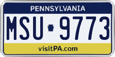 PA license plate MSU9773
