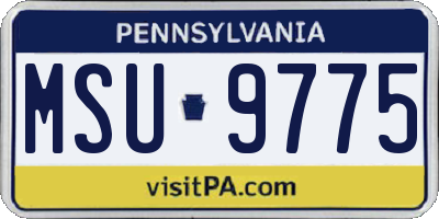 PA license plate MSU9775