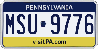 PA license plate MSU9776