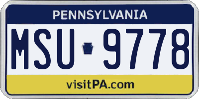 PA license plate MSU9778
