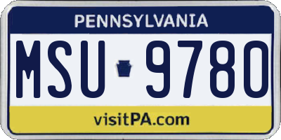 PA license plate MSU9780