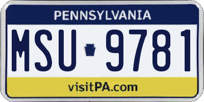 PA license plate MSU9781