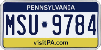 PA license plate MSU9784