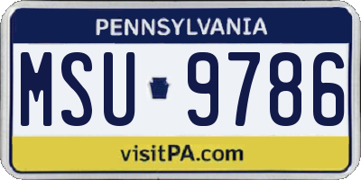 PA license plate MSU9786