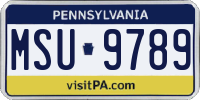 PA license plate MSU9789