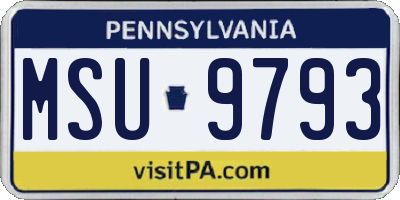 PA license plate MSU9793
