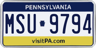 PA license plate MSU9794