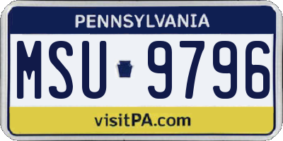 PA license plate MSU9796