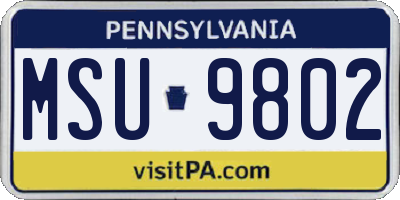 PA license plate MSU9802