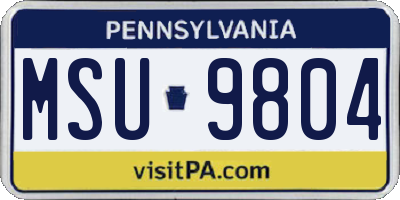 PA license plate MSU9804