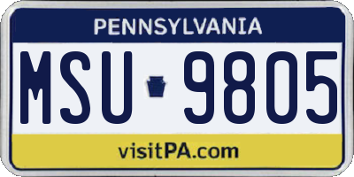 PA license plate MSU9805