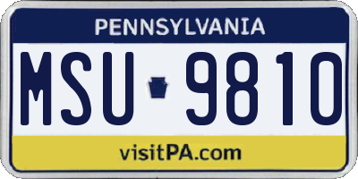 PA license plate MSU9810