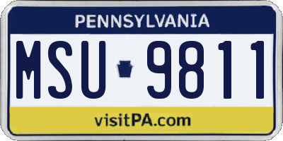 PA license plate MSU9811