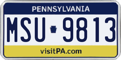 PA license plate MSU9813