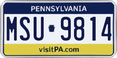 PA license plate MSU9814