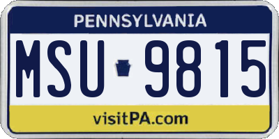 PA license plate MSU9815