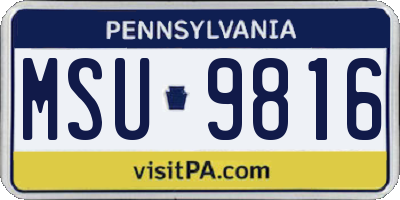 PA license plate MSU9816