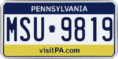 PA license plate MSU9819