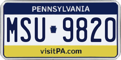 PA license plate MSU9820