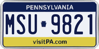 PA license plate MSU9821