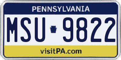 PA license plate MSU9822