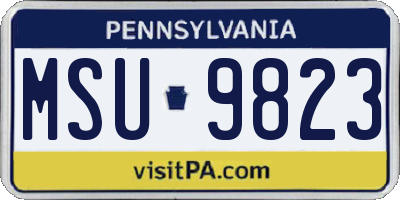 PA license plate MSU9823