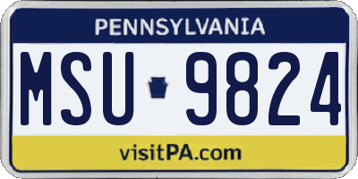 PA license plate MSU9824