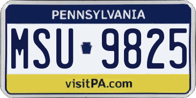 PA license plate MSU9825