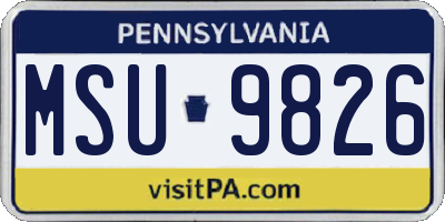 PA license plate MSU9826