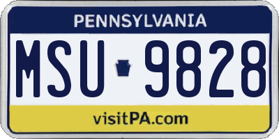 PA license plate MSU9828