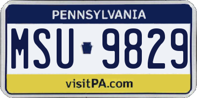 PA license plate MSU9829