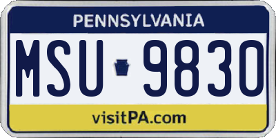 PA license plate MSU9830