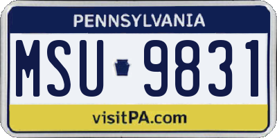 PA license plate MSU9831