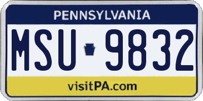 PA license plate MSU9832