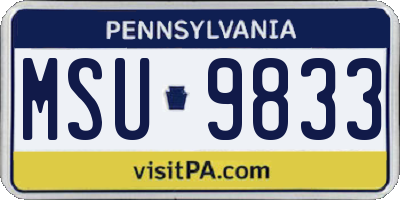 PA license plate MSU9833