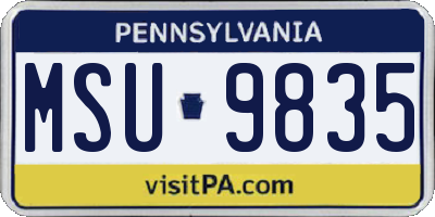 PA license plate MSU9835