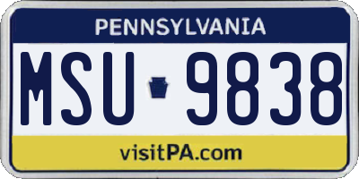 PA license plate MSU9838