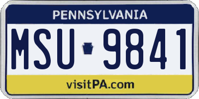 PA license plate MSU9841