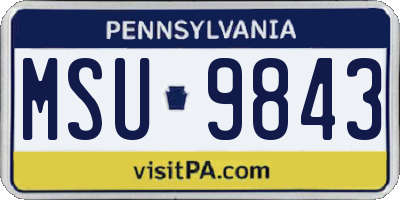 PA license plate MSU9843