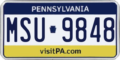 PA license plate MSU9848