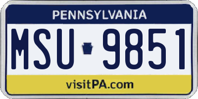 PA license plate MSU9851