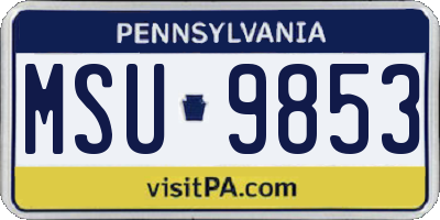 PA license plate MSU9853